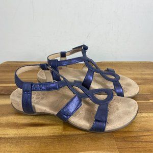 Vionic Jodie Blue Shimmer Sandals Strappy 6